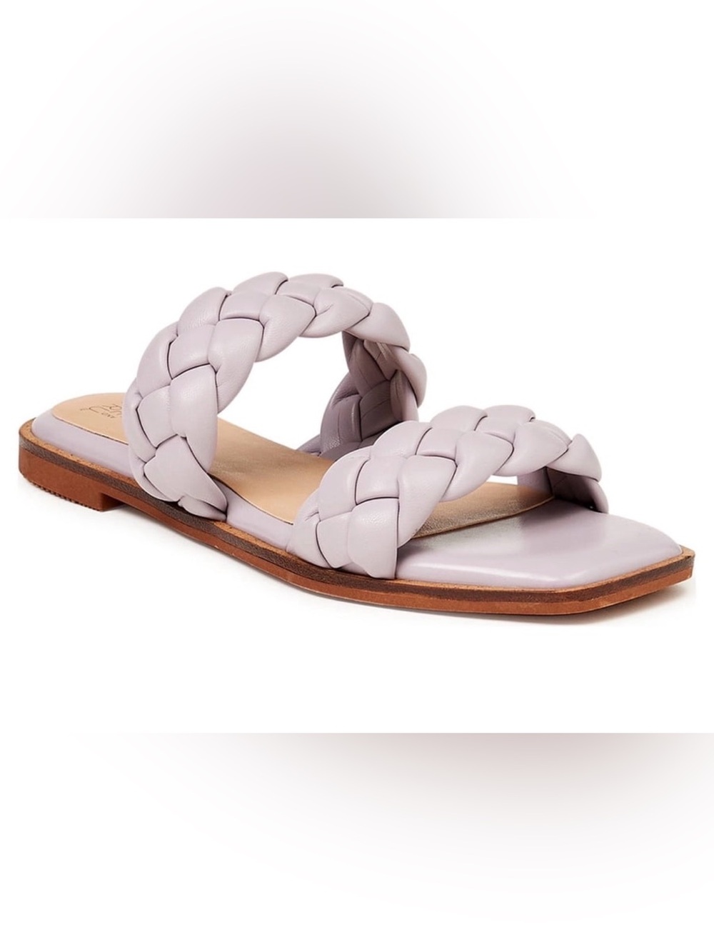 Time and Tru Braided Double-Strap Lavender Slide Sandals